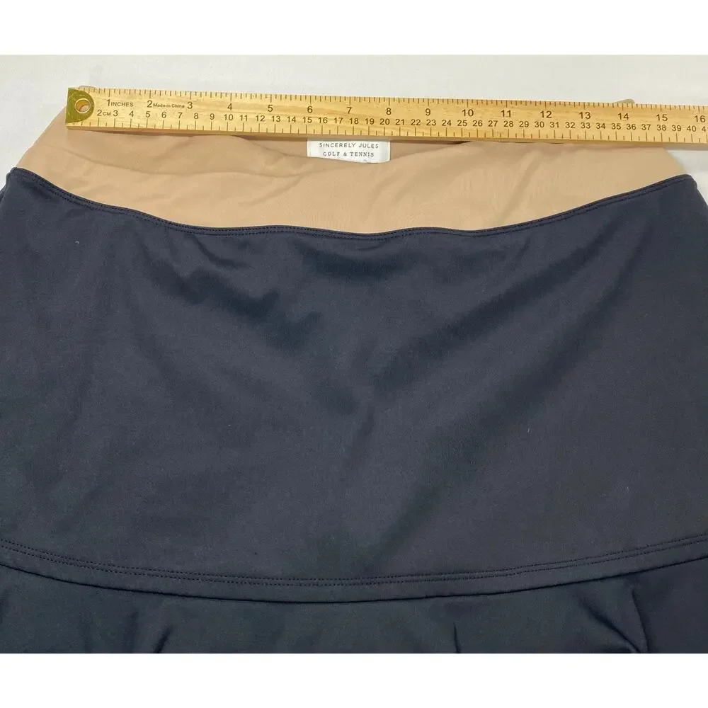Sincerely Jules Athletic Skort Women’s Large • Tan/Black • Ruffled Hem
